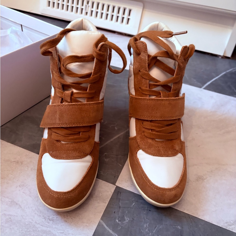 Ash Women's High-Top Sneakers in Tan and White